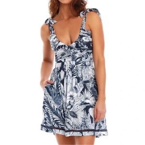 Agua Bendida Navy Floral Dress